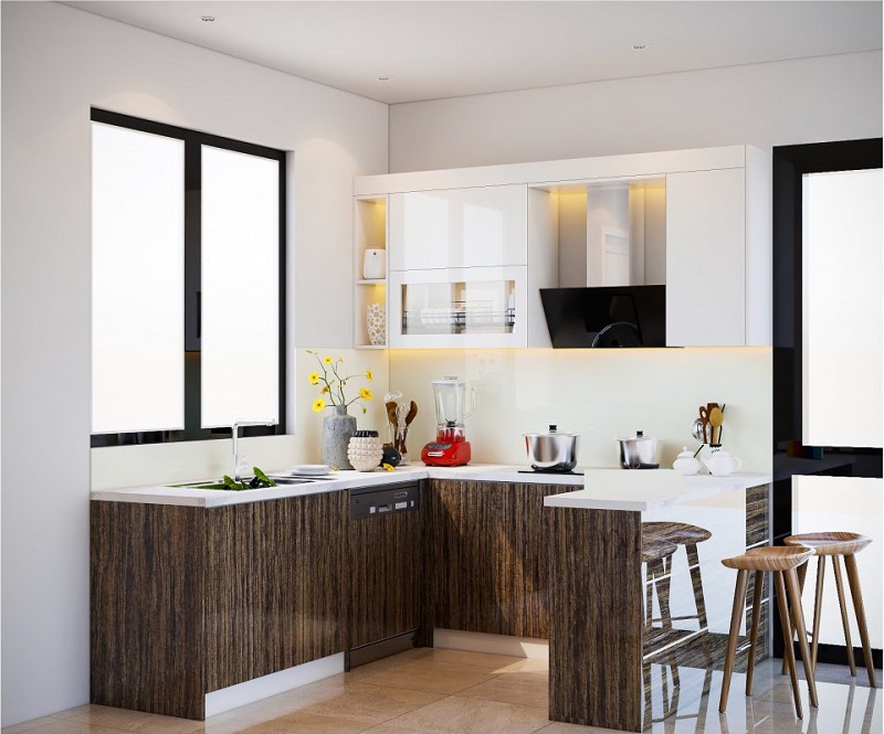 Mẫu không gian bếp đẹp cho nhà ống 2