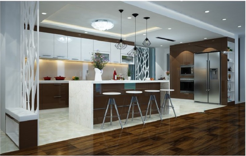 Mẫu không gian bếp đẹp cho nhà ống 3