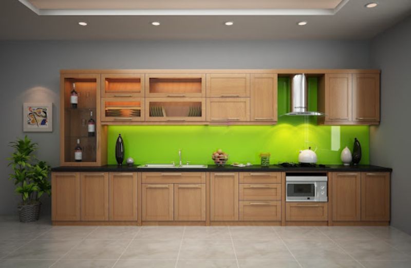 Mẫu bếp hình chữ I đơn giản, tiết kiệm không gian 