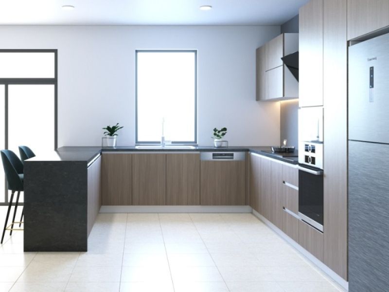 Tủ bếp Laminate kiểu dáng sang trọng, cao cấp