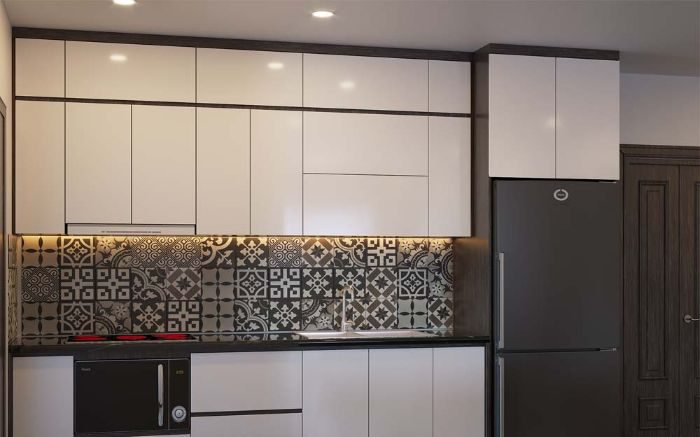 Mẫu tủ bếp acrylic chữ i giá rẻ