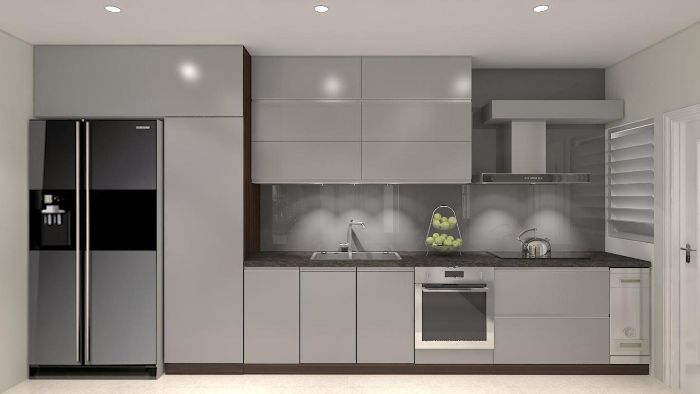 Tủ acrylic màu ghi sang trọng