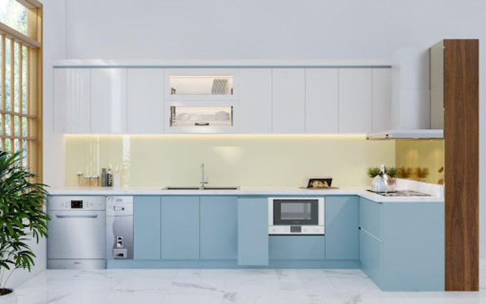 Tủ bếp nhựa Acrylic tạo nên không gian sang trọng 