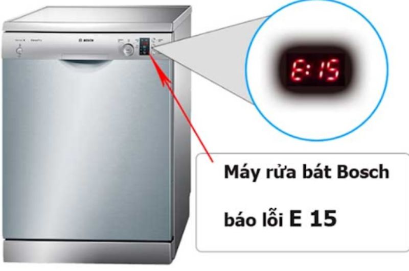 Lỗi e15 máy rửa bát Bosch